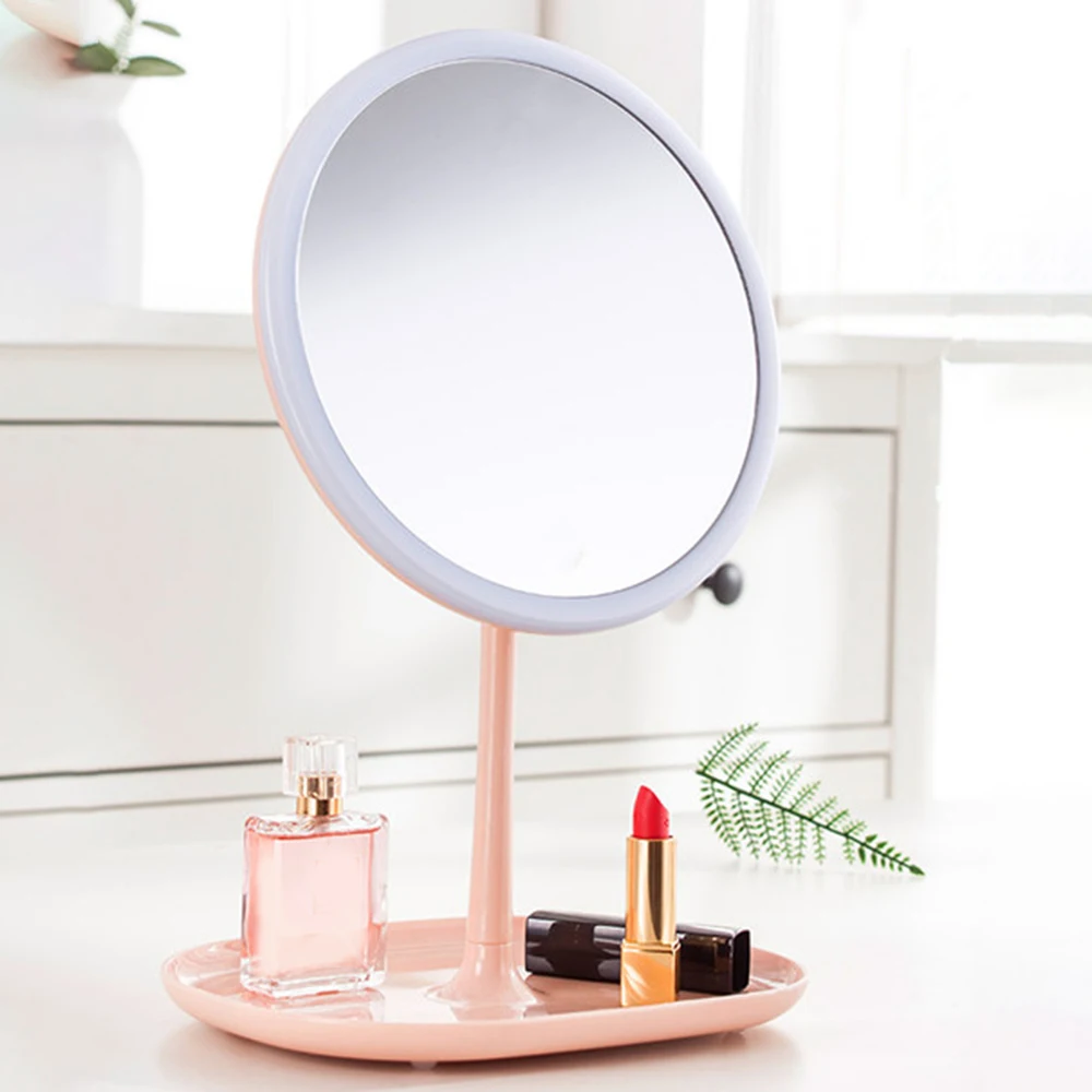 

LED Makeup Mirror Rechargeable Dressing Table Mirror Beauty Makeup Mirror Fill Light Face Mirror Desk Table Mirror for Gift