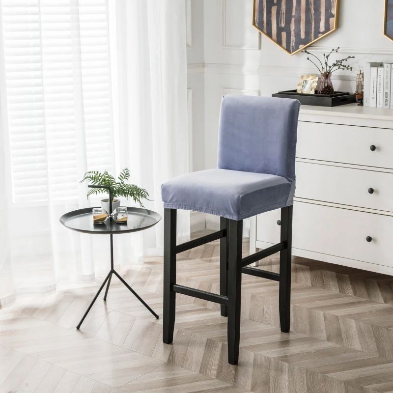 Бархатные эластичные чехлы для стульев барного стула короткие сзади Обеденная