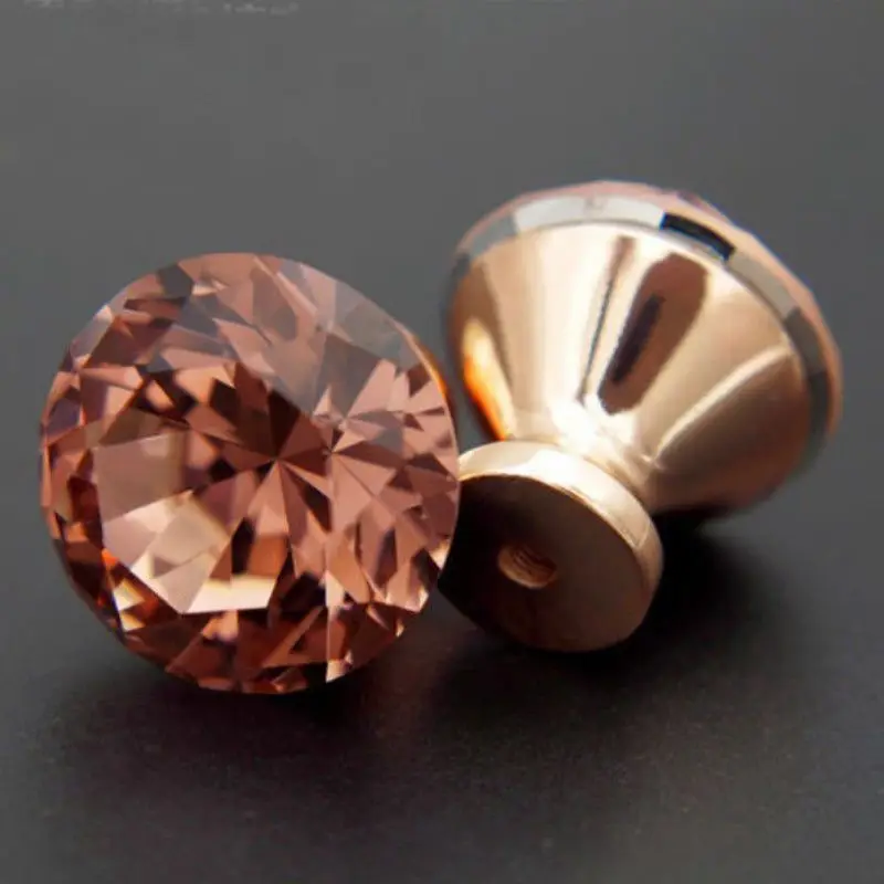 

1PCS 30mm Rose Gold Diamond Crystal Glass Door Knob Cabinet Drawer Cupboard Wardrobe Pull Handle Furniture Handle