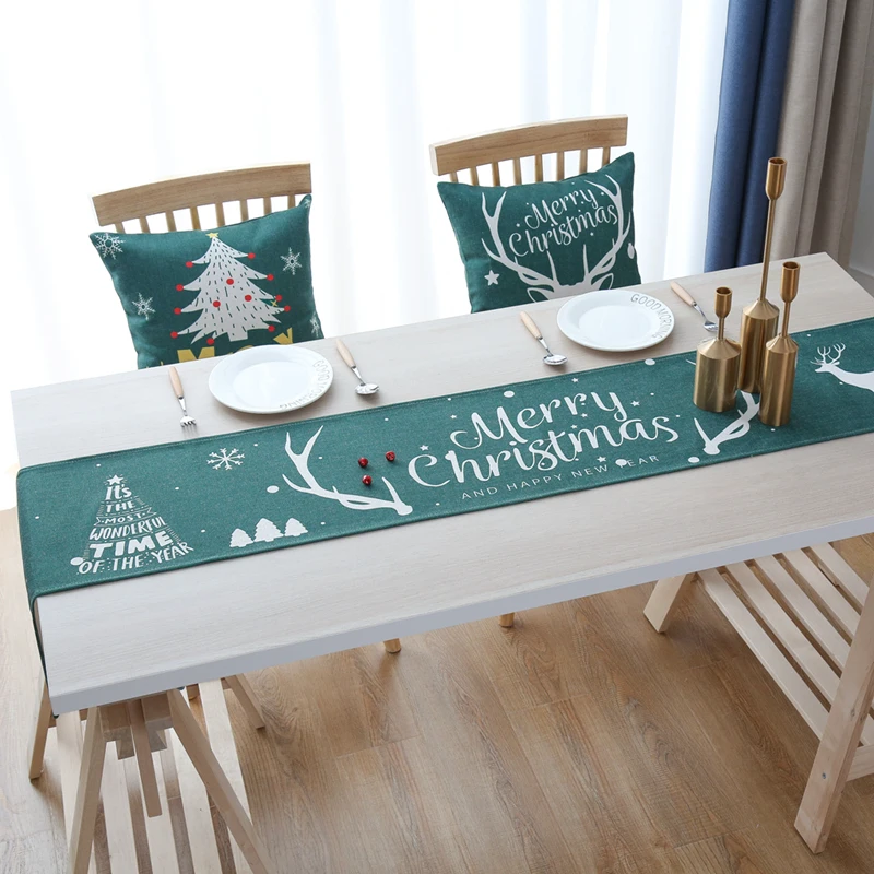 

New Year ins table runner Christmas Decoration Table Runners xmas decor Tablecloth Placemat Hotel Satin household Decor bed flag