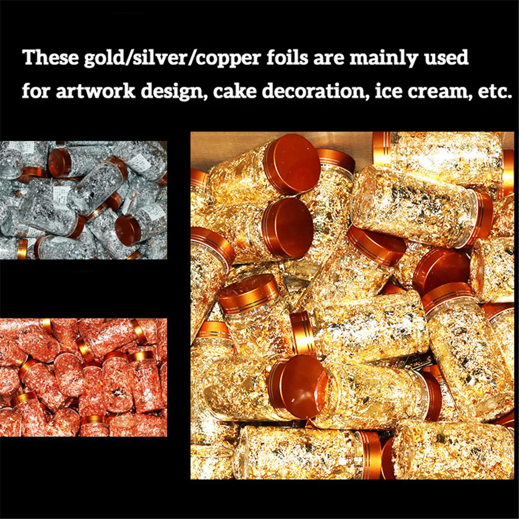 

10g Shiny Foil Paper Gold Leaf Flakes Silver Confetti Nail Art Painting Material Decorating Jewelry Making Supplies Cake Decor