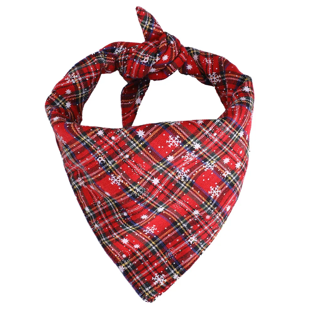 Red 1 Pcs Dog Christmas Dog Scarf Pet Dog Cat Bandana Double Puppy Scarf Washable Bibs Kerchief Pets Christmas Accessories - Color: Red