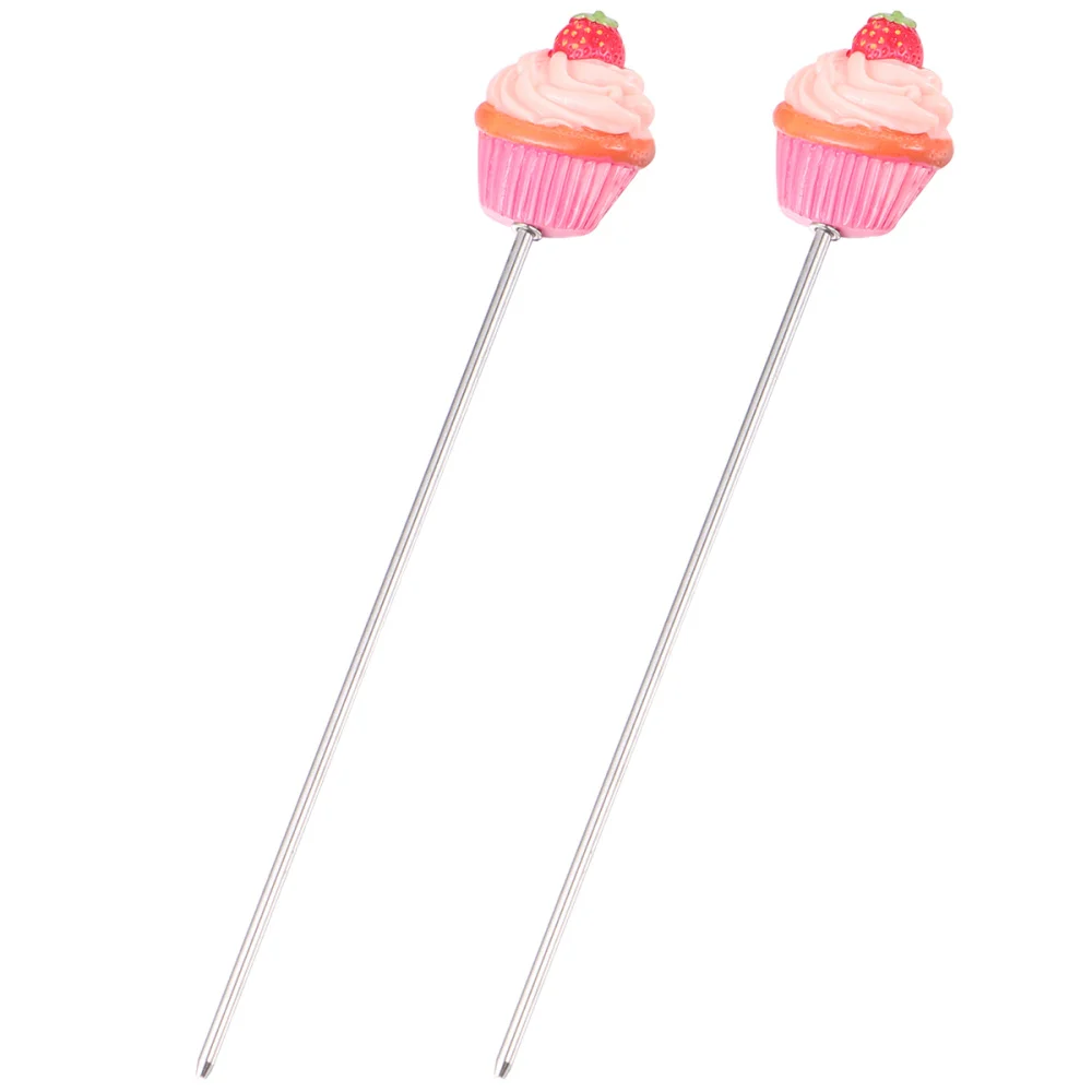 2pcs Stainless Steel Cake Tester Chic Biscuits Baking Test Needle DIY Tool for Bread Muffin Testing (Strawberry |