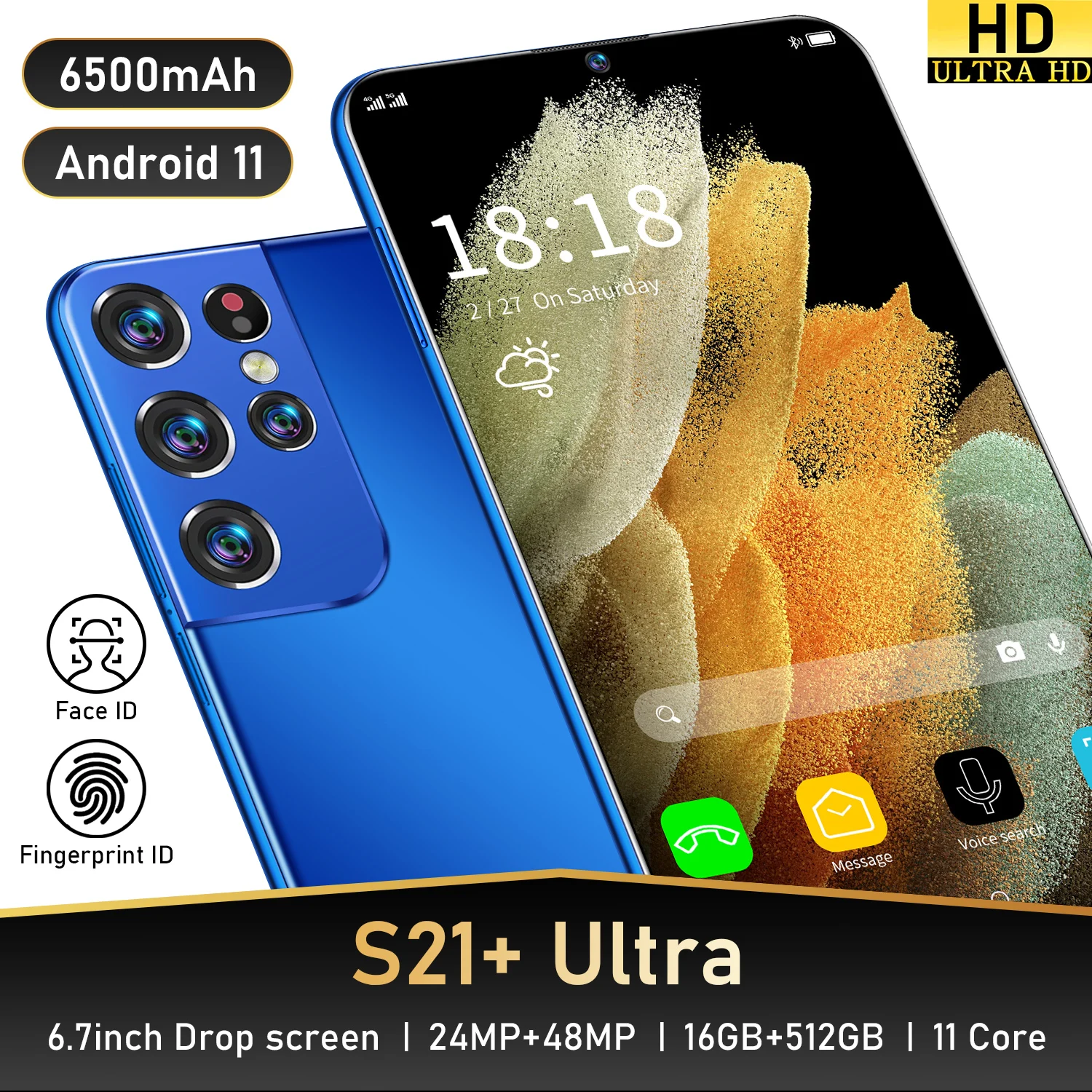 

Smartphones Samsun S21+Ultra 6.7 Dual SIM Andriod11.0 11Core Snapdragon888 16GB+512GB 32+64MP 6500mah Mobile Cell phone