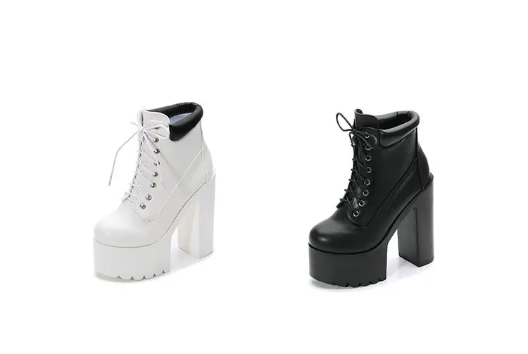 Женские зимние Ботинки martin; женские ботильоны на шнуровке; женская обувь на очень высокой платформе 14 см; модная теплая обувь; B22-45