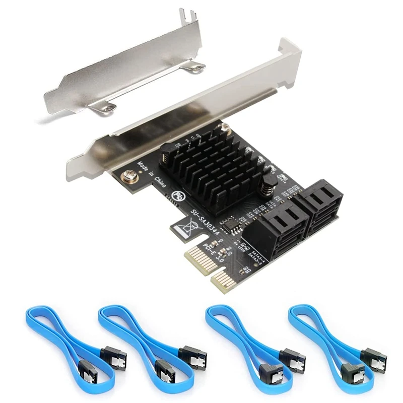 

PCIe SATA Card,4 Port with 4 SATA Cable, SATA Controller Expansion Card with Low Profile Bracket, Marvell 9215 Non-Raid
