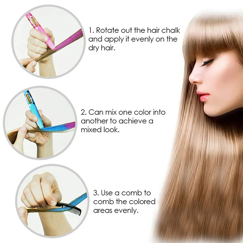 Смываемый временный моющийся цвет волос портативный краситель мел ручка