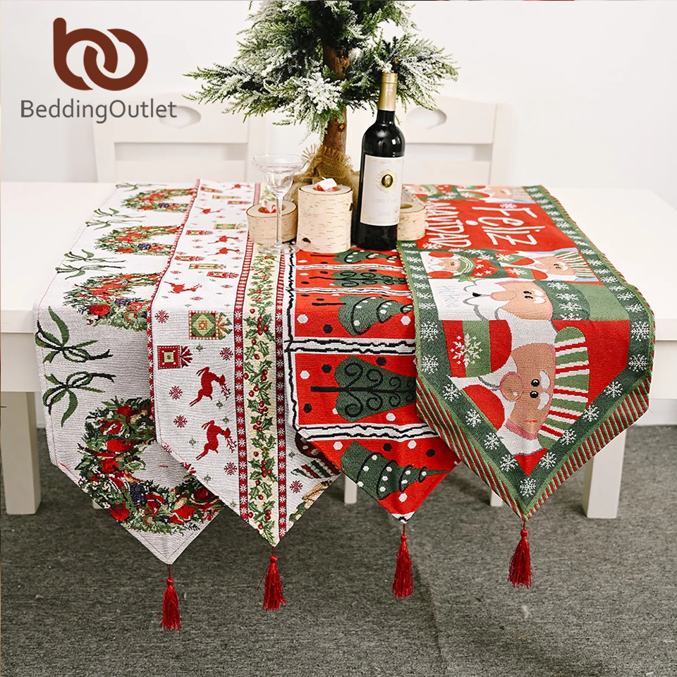 

BeddingOutlet настольная дорожка с Санта-Клаусом, лось, Рождественское украшение для дома, искусственный снеговик, новогодний мессенджер