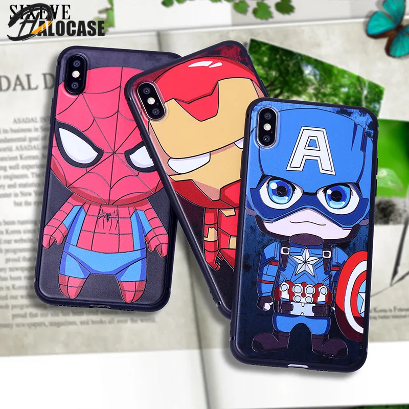 Милый Мультфильм Человек-паук Супермен Ironman герои Marvel чехол для iPhone XS MAX X XR XS iPhone 7 8 6S 6 Plus силиконовый чехол для телефона