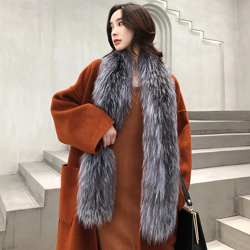 Зимний женский модный длинный меховой шарф женские вязаные шарфы из