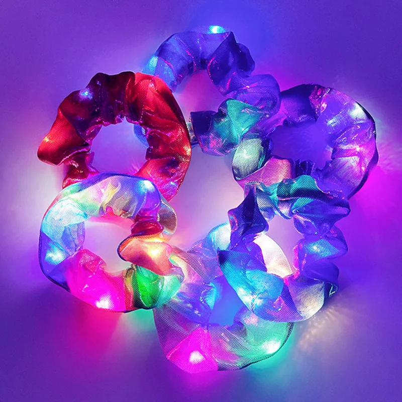

LED Luminous Hair Bands Scrunchies Women Girls New Headwear Hair Rope Simple Wrist band Rings Rubber Band Hair Accessories