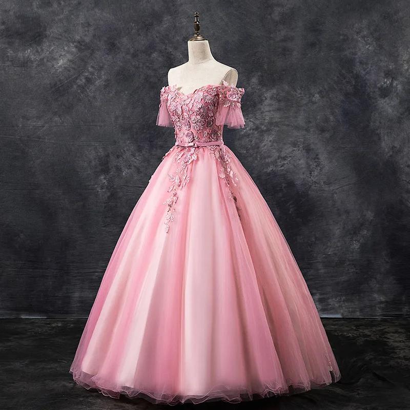 Пышное платье 2019 короткий рукав с открытыми плечами для вечеринки бальное