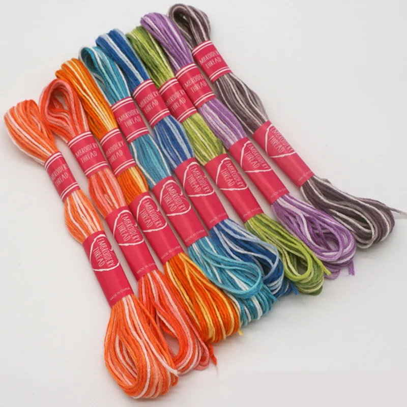 8pcs/card Color Variation Embroidery Variegated Floss Cross stitch 6 strands Thread 8 meters skein | Дом и сад