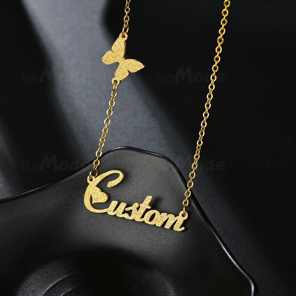 ELSEMODE матовые ожерелья с именем бабочки на заказ золотые женские свадебные