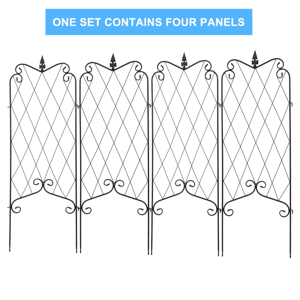 

4pcs Rustproof Iron Garden Trellis 46x16in for Potted Plants Lattice Climbing Rose Vine Flower Cucumber Clematis Arrow Top[US-W]