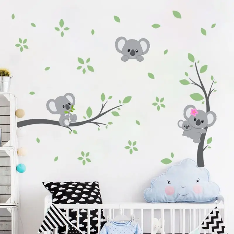

Cartoon Koala Wall Decor Stickers For Kids Room Baby Bedroom Decoration Decals Interior Removable Wallpaper Mural Stickers