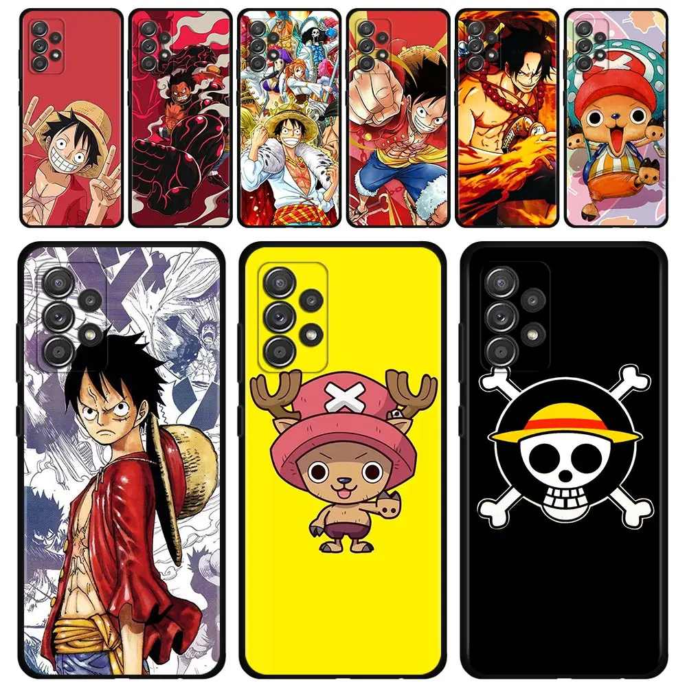 

Case For Samsung Galaxy A51 A71 A41 A31 A11 A01 A72 A52 A42 A32 A22 A21s A02s A12 A02 Black Phone Shell Capa Japan Anime Luffy