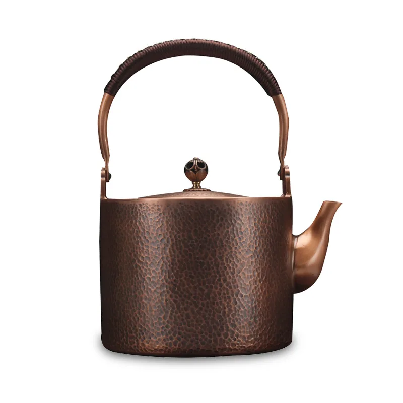 

Pure manual hammer pattern copper pot red copper bubble teapot Kung Fu tea set tea set