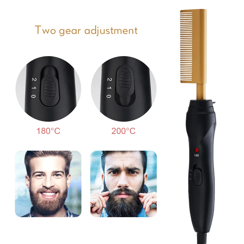 Профессиональный Выпрямитель для волос горячий нагрев гребень Гладкий утюжок