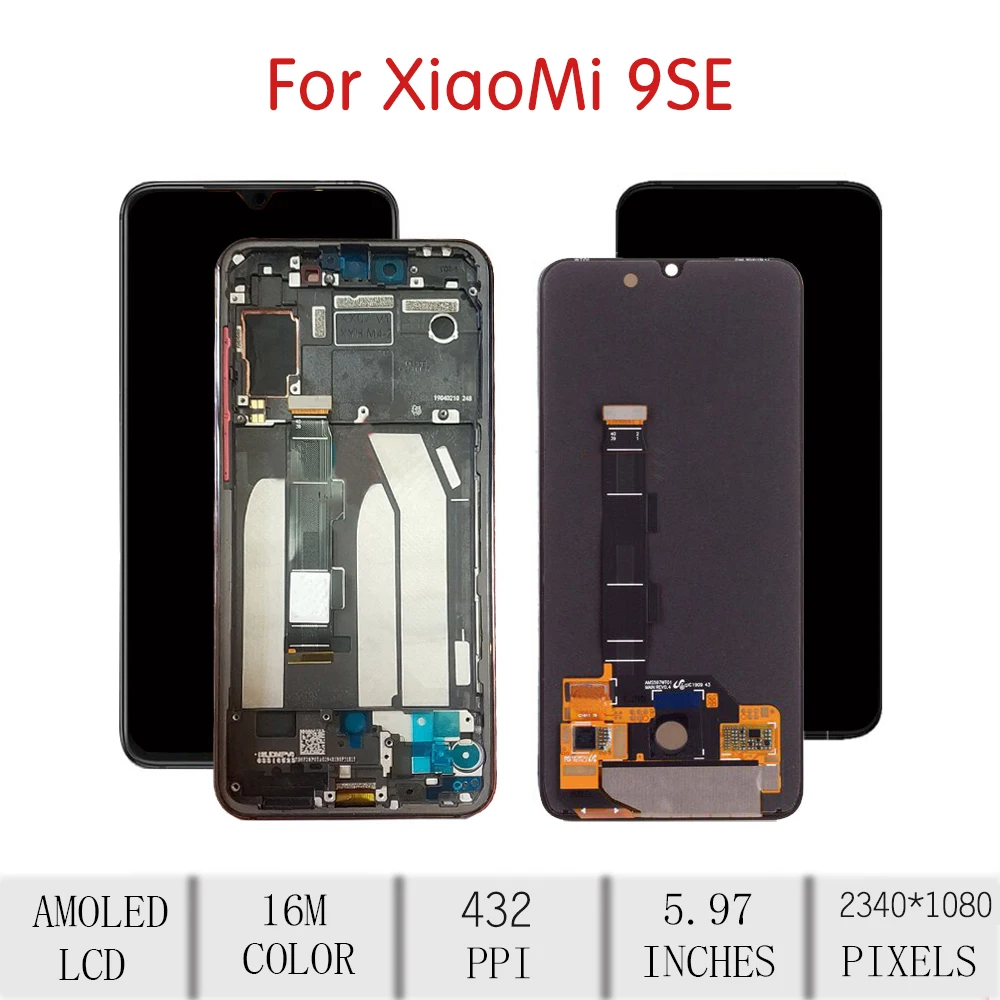 ORIGINAL For XIAOMI MI 9 SE LCD Touch Screen Digitizer Assembly For Xiaomi Mi9 SE Display with Fingerprint Frame Replacement 9Se