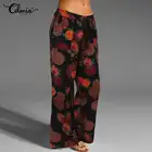 Брюки женские с принтом на шнурке, льняные длинные штаны Celmia, повседневные свободные винтажные брюки с принтом, стильные штаны, осень 2021