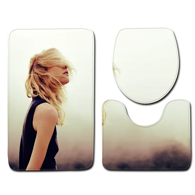 Привлекательный женский коврик для ванной комнаты с принтом набор ковров