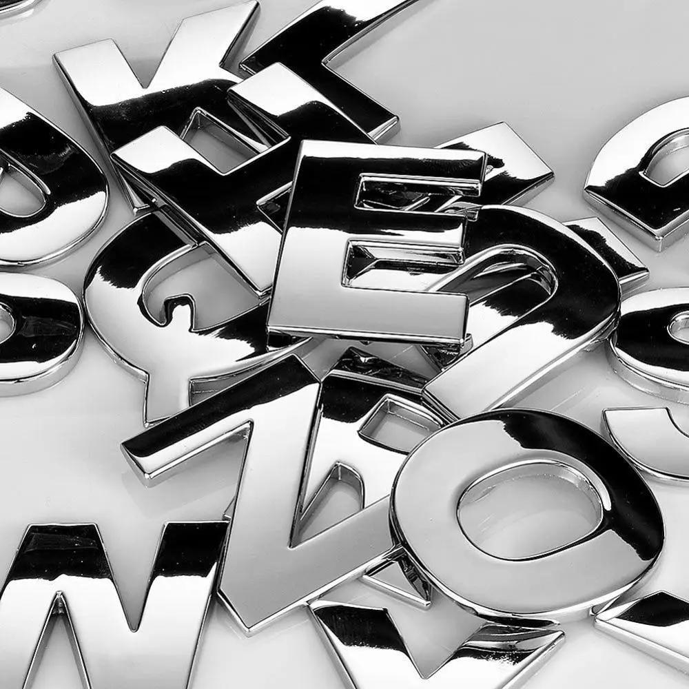 Металлические 3D наклейки серебряный значок хромированные буквы цифры логотип