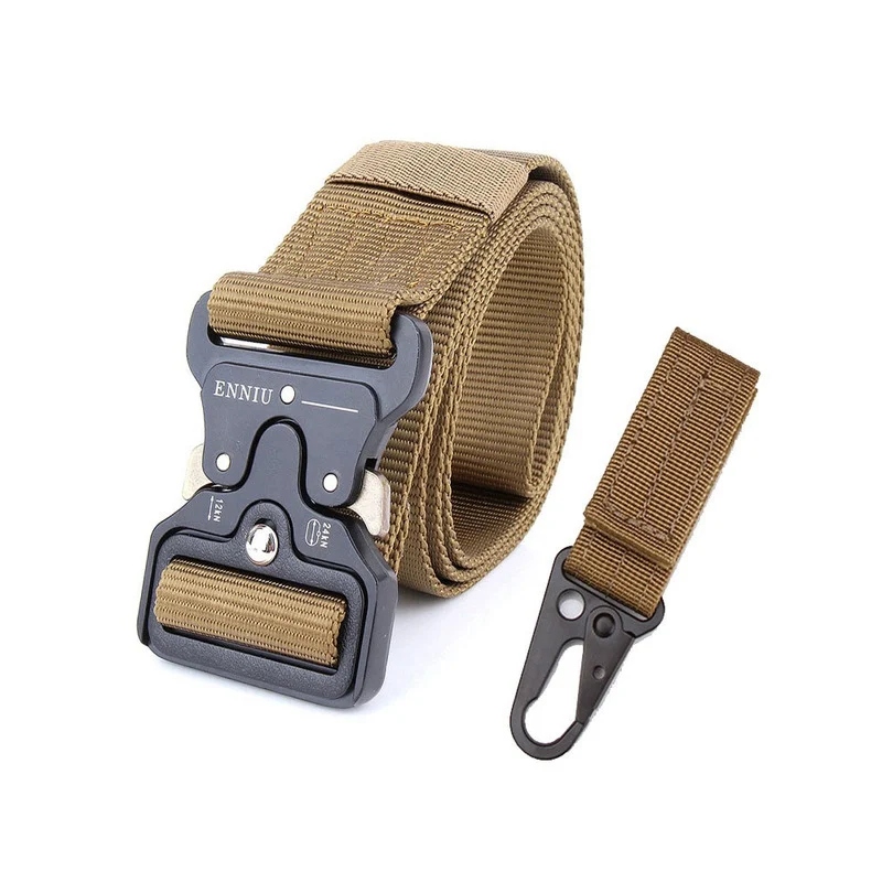 K belt and 1 hook a Армейский тактический ремень Военная Черная металлическая пряжка Регулируемая длина Открытый Многофункциональный тренировочный нейлоновый ремень аксессуары - Цвет: K belt and 1 hook a