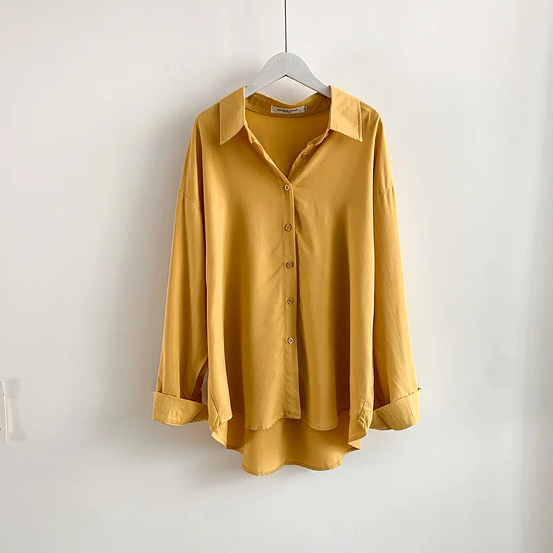 Long Sleeve Button Cotton Shirt Women Autumn New Loose White Blouses Casual Ladies Tops Blusas Mujer De Moda 2021 16310 | Женская одежда