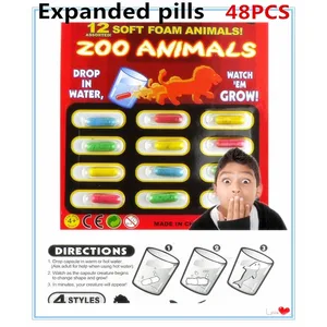 Новинка, волшебные мягкие игрушки для обучения детей, Игрушки для раннего развития, детские игрушки-Динозавры из мультфильма, Игрушки для ванны, капсулы для выращивания, 4 набора (48 шт.)