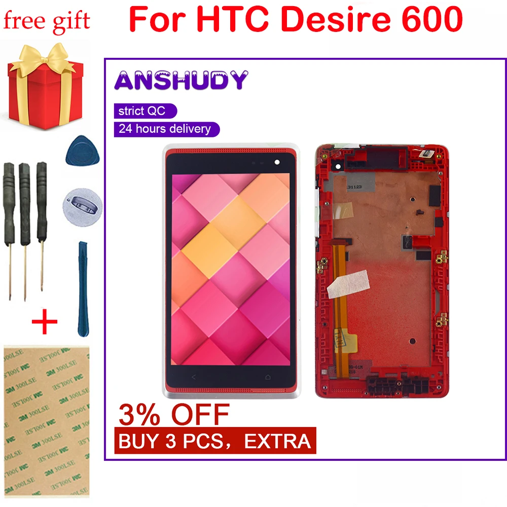 Для HTC Desire 600 ЖК дисплей кодирующий преобразователь сенсорного экрана в сборе