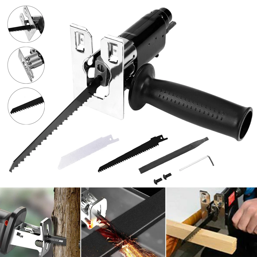

Electric Reciprocating Saw Adapter Set Change Electric Drill Into Jig Saw Metal File Cutter Drill Attachment Wood Metal Cut Tool