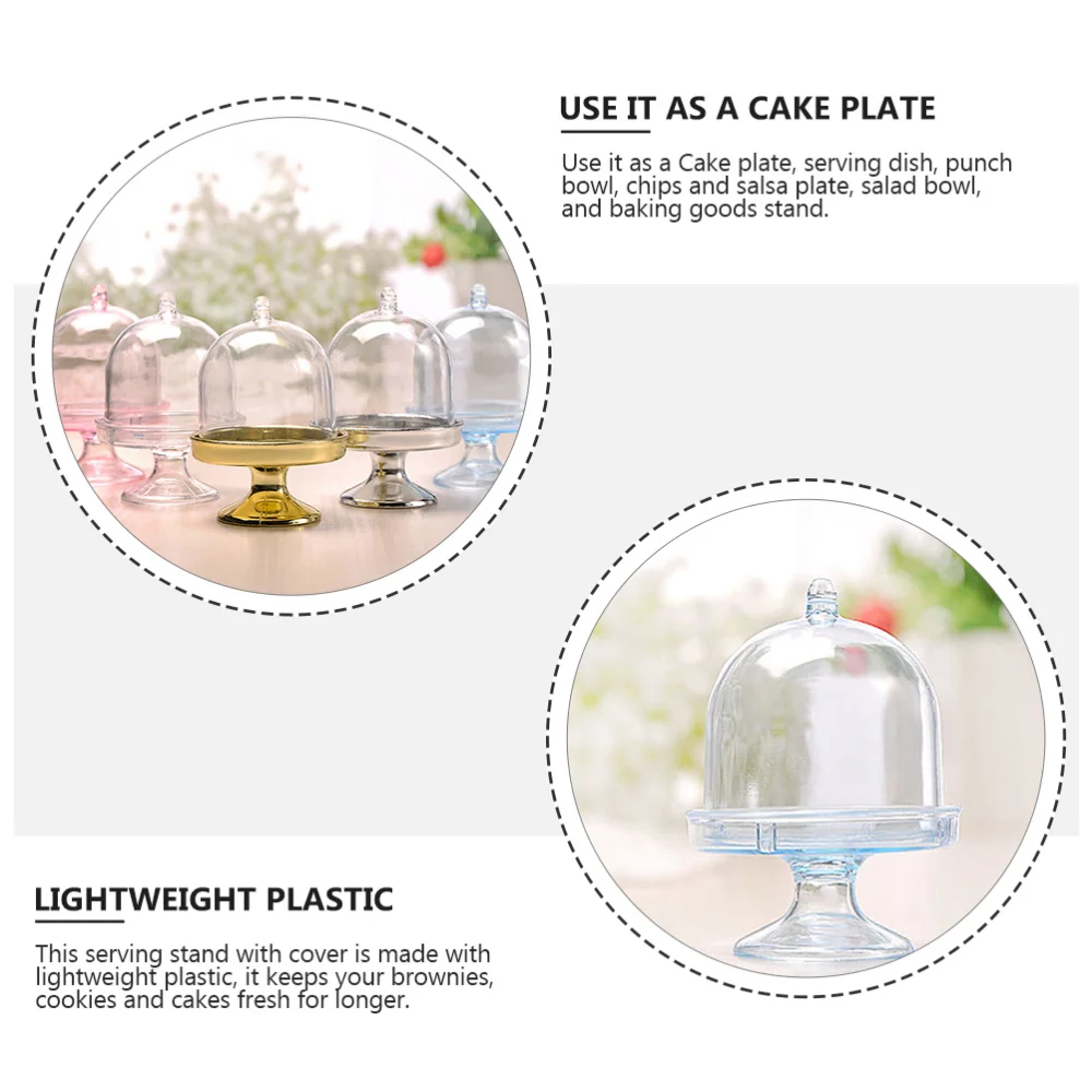 

12pcs Cake Stand with Dome Cover Transparent Cake Holder for Cheese Cake