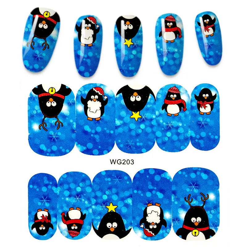 

10 дизайнерских рождественских водных снежинок, Стикеры для ногтей, новый год