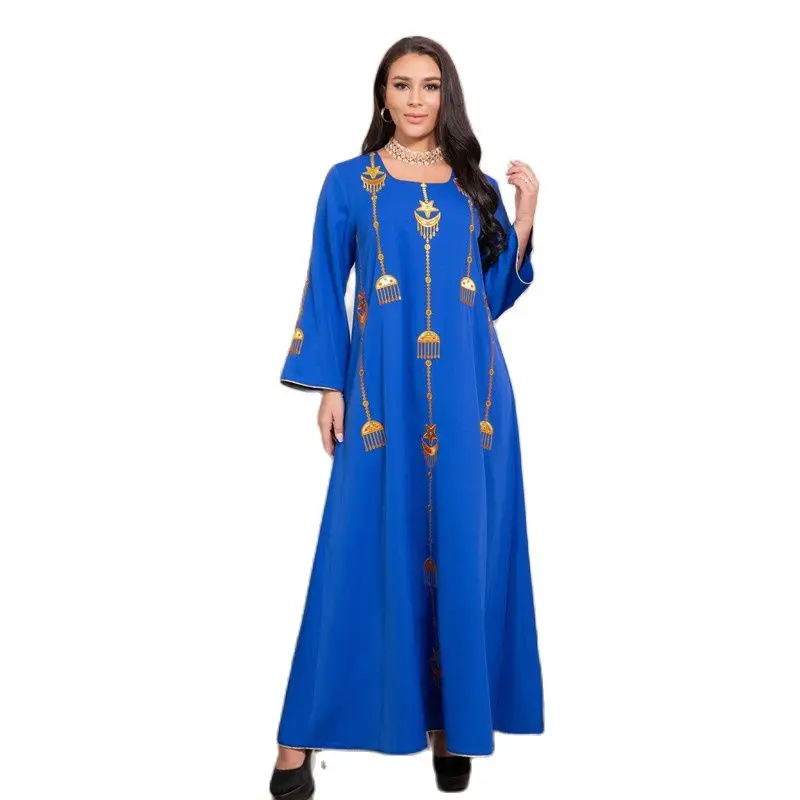 Мусульманское платье Eid Mubarak, синее платье, Abaya, Исламская лампа, Арабская Этническая Одежда
