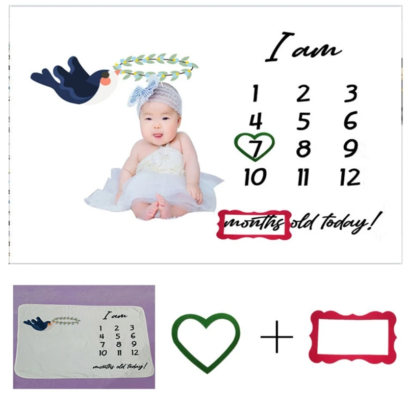 

Cartoon Pattern Infant Baby Milestone Photo Props Background Blankets Backdrop Cloth Calendar Boys Girls Photo Accessories