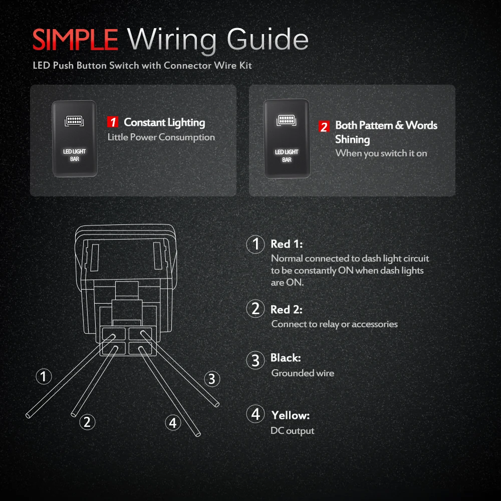 СВЕТОДИОДНЫЙ Автомобильный выключатель MICTUNING с кнопочным выключателем 12 В белый
