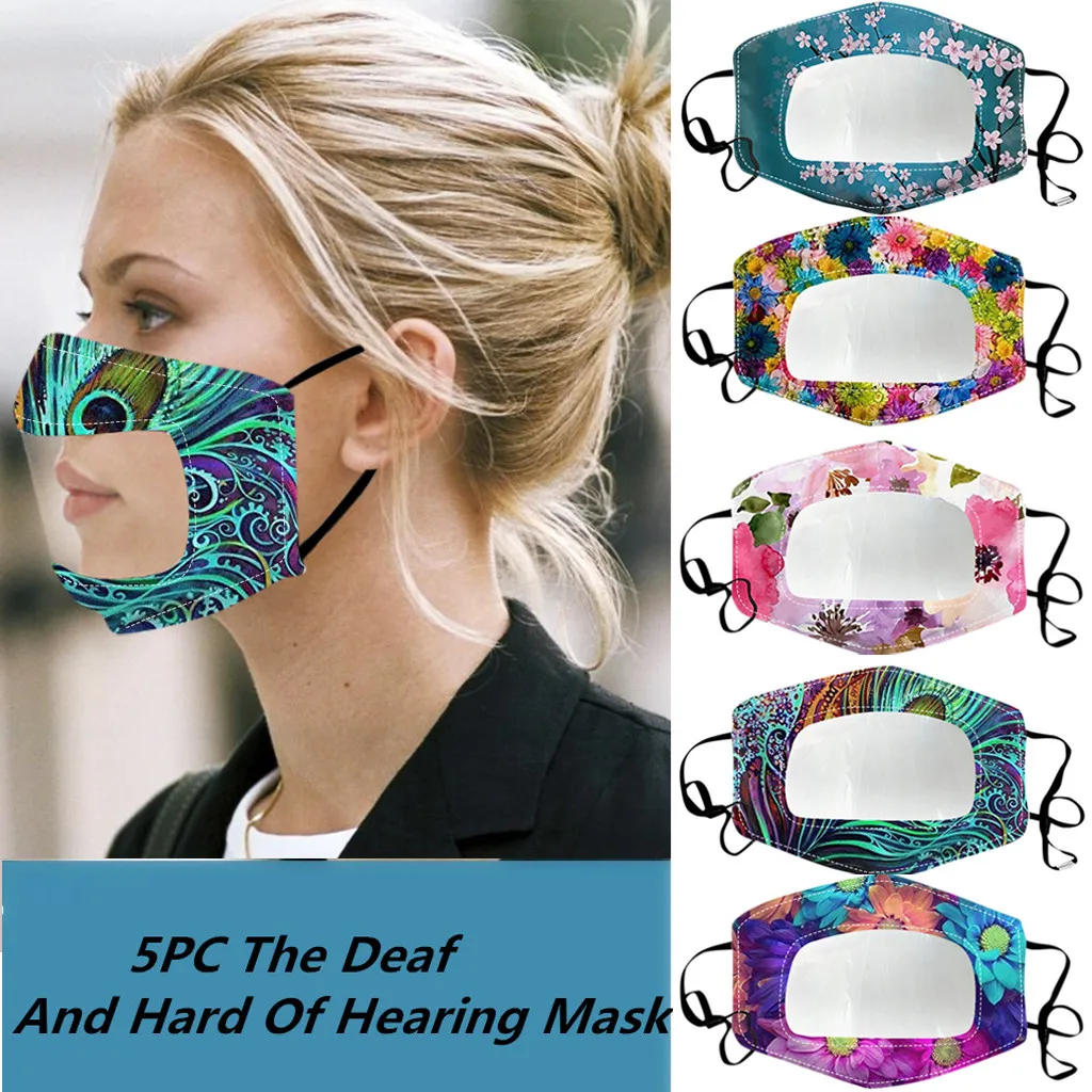 

5PC Mask Clear Window Visible Expression For The Deaf And Hard Of Hearing Face Mask Mouth Mask Costumes Cosplay Accessories A50