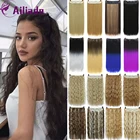 Накладные волосы AILIADE, 2020, длинные, прямые, кукуруза кудрявая, на 5 заколках, коричневые, золотистые, для женщин, термостойкие синтетические волосы