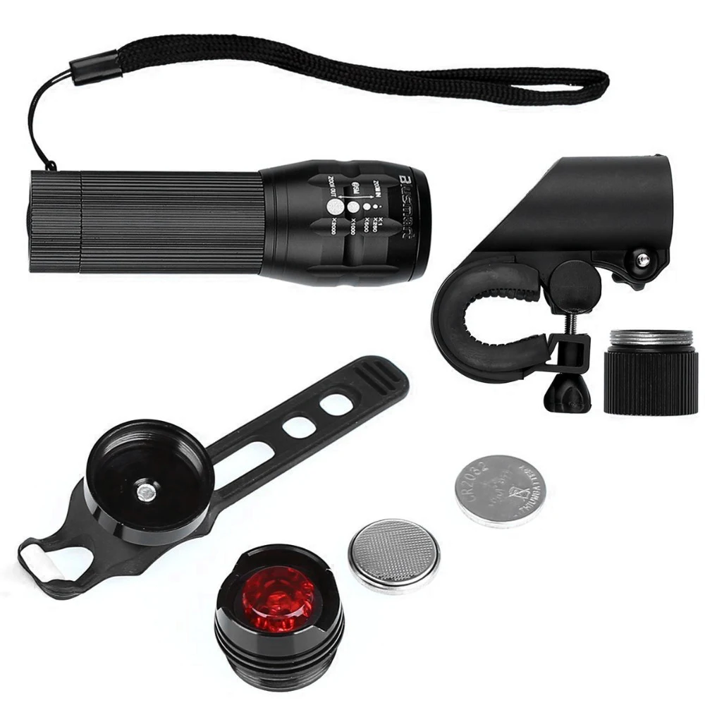 

LED Flashlight Zoom Focus 3 Modes Torch Light For Outdoor Bicycle Bike Cycling Waterproof Front Rear Lamp