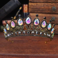 vintage bridal tiara crown queen bride crystal diadem hair ornaments wedding head jewelry accessories women pageant headpiece