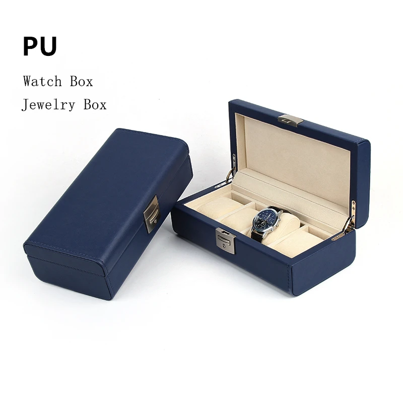 New 4 Slots Watch Storage Boxes Case Round Corner Leather Watch Display Organize With Pillow And Lock Fashion Jewelry Gift Boxes