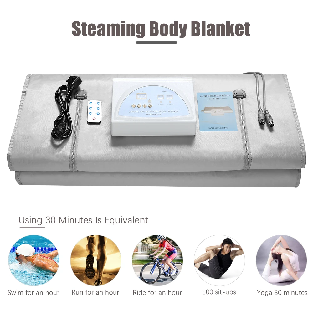 Manta de Sauna de infrarrojos lejanos para mujer, accesorio de 2 zonas para p&eacute;rdida de peso, FIR ponderado, para adelgazar, Fitness, 110/220V-2