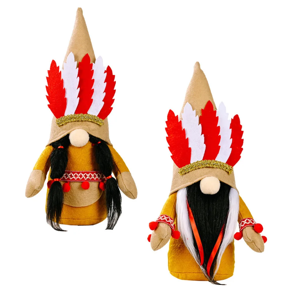 

2pcs Lovely Indian Faceless Doll Ornaments Doll Scene Adornments Faceless Dolls