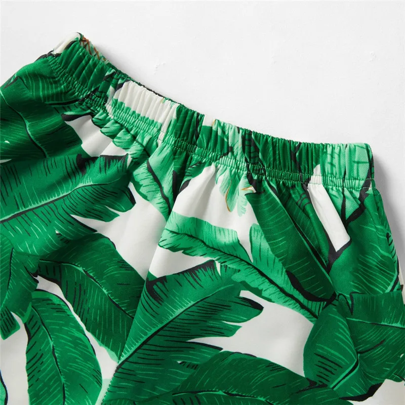 Семейные одинаковые пижамы лето 2019 комплекты одежды с принтом банановых листьев