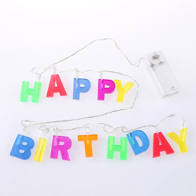 Светодиодный светильник на батарейках с надписью Happy Birthday декор для дня рождения
