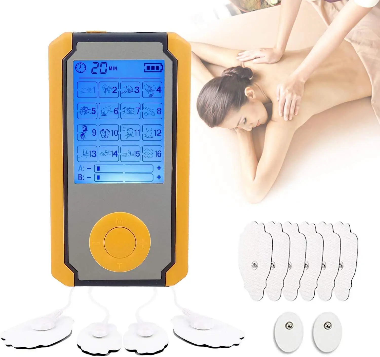 

AB Output Port 16 Modes Dual Output Massager Digital Meridian Physiotherapy Neck Massager Home