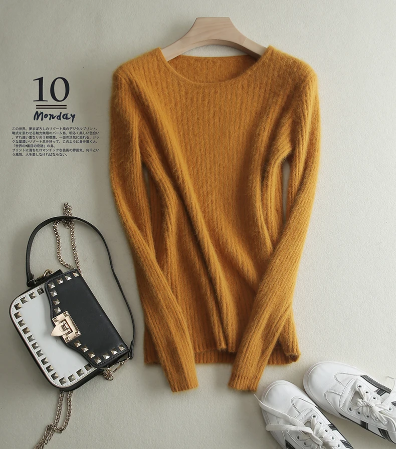 Loose Sweater Women Hot Sale Soft Jumpers Mink Cashmere Knitted New O-Neck Standard Clothes Ladies Pullovers