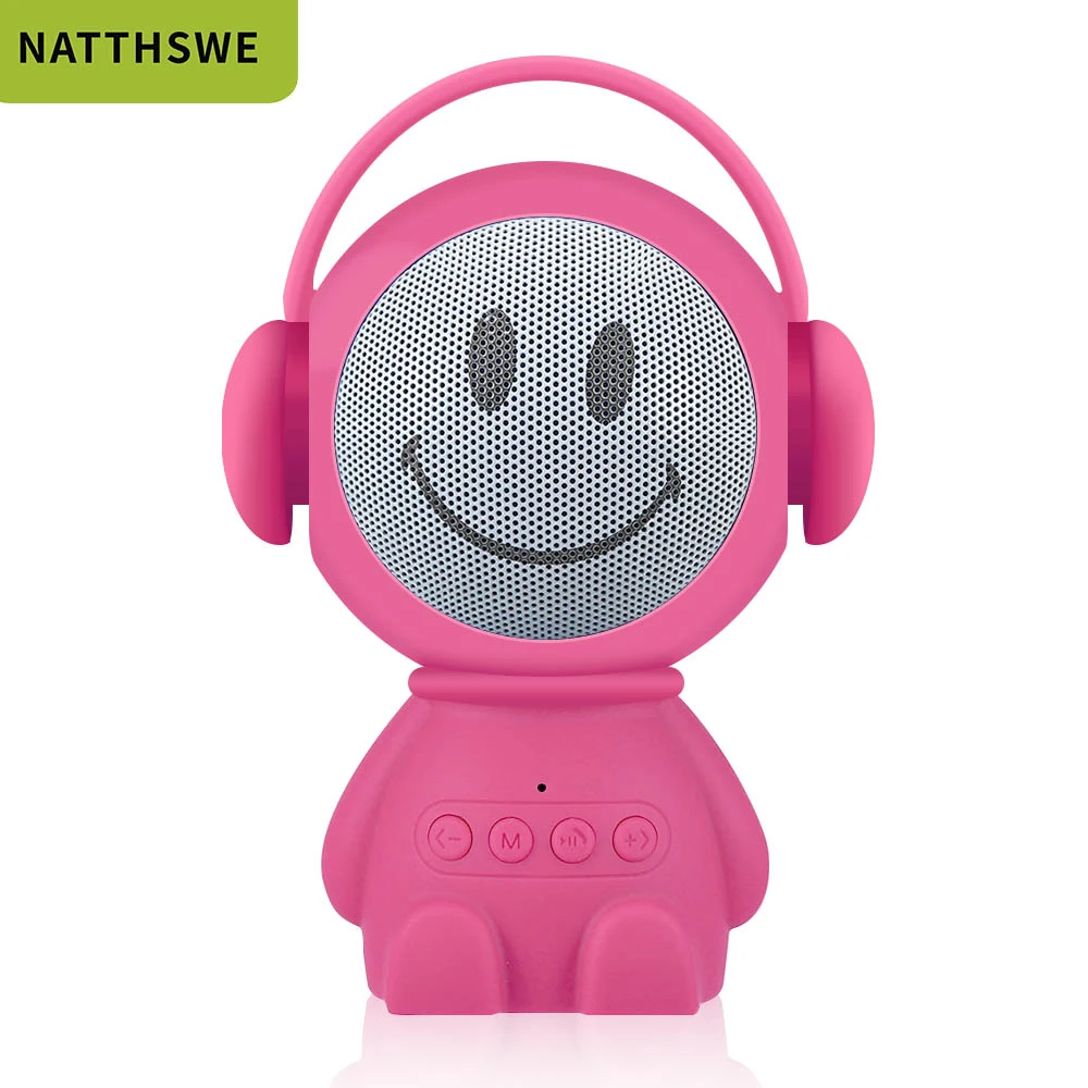 NATTHSWE Portable Wireless Bluetooth Speaker Bluetooth Speakers Led Wireless Speaker Player USB Radio Fm Mp3 For Children gift - Цвет: Розовый