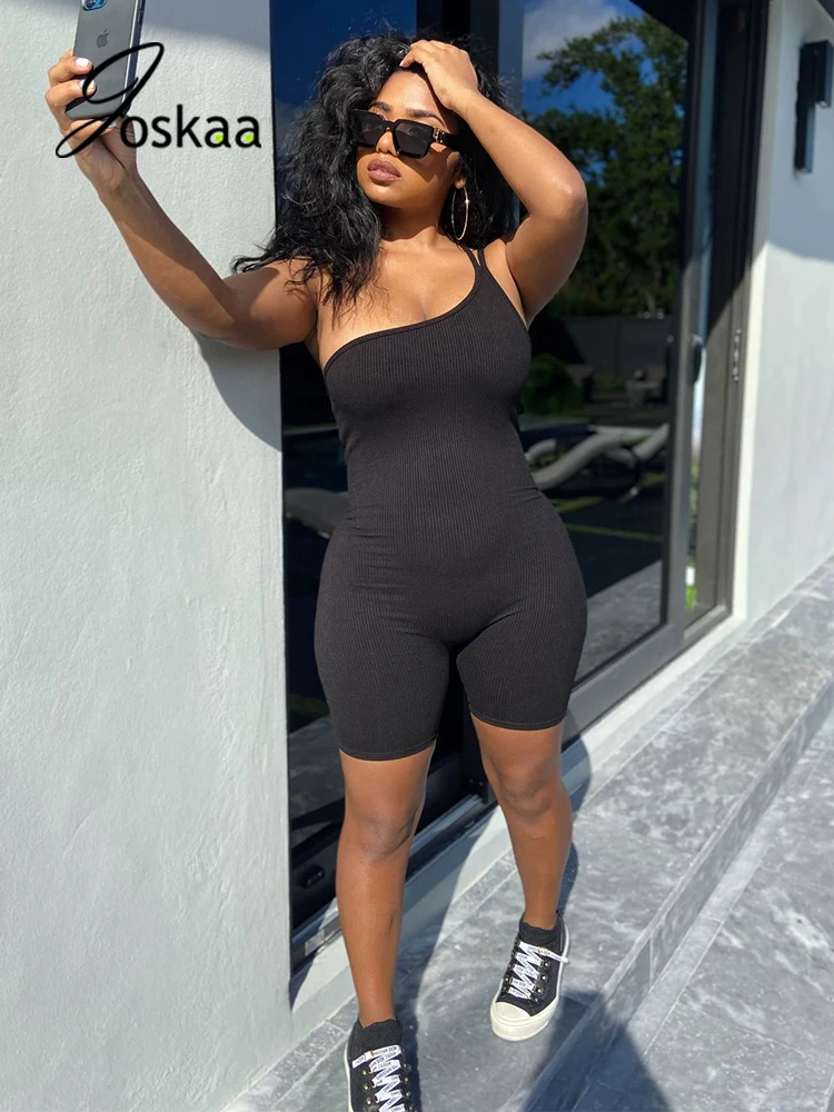 

Женский комбинезон без рукавов Joskaa, цельный облегающий бандаж на одно плечо, Сексуальные клубные вечерние костюмы